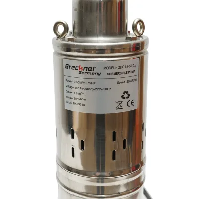 Pompa sommersa 550W/0.75HP, 220V, D100mm, 30 l/min, 1.8 m³/h, H80-90m, 2860 rpm 4QDG1.8-50-0.5 Breckner Germany - immagine 4