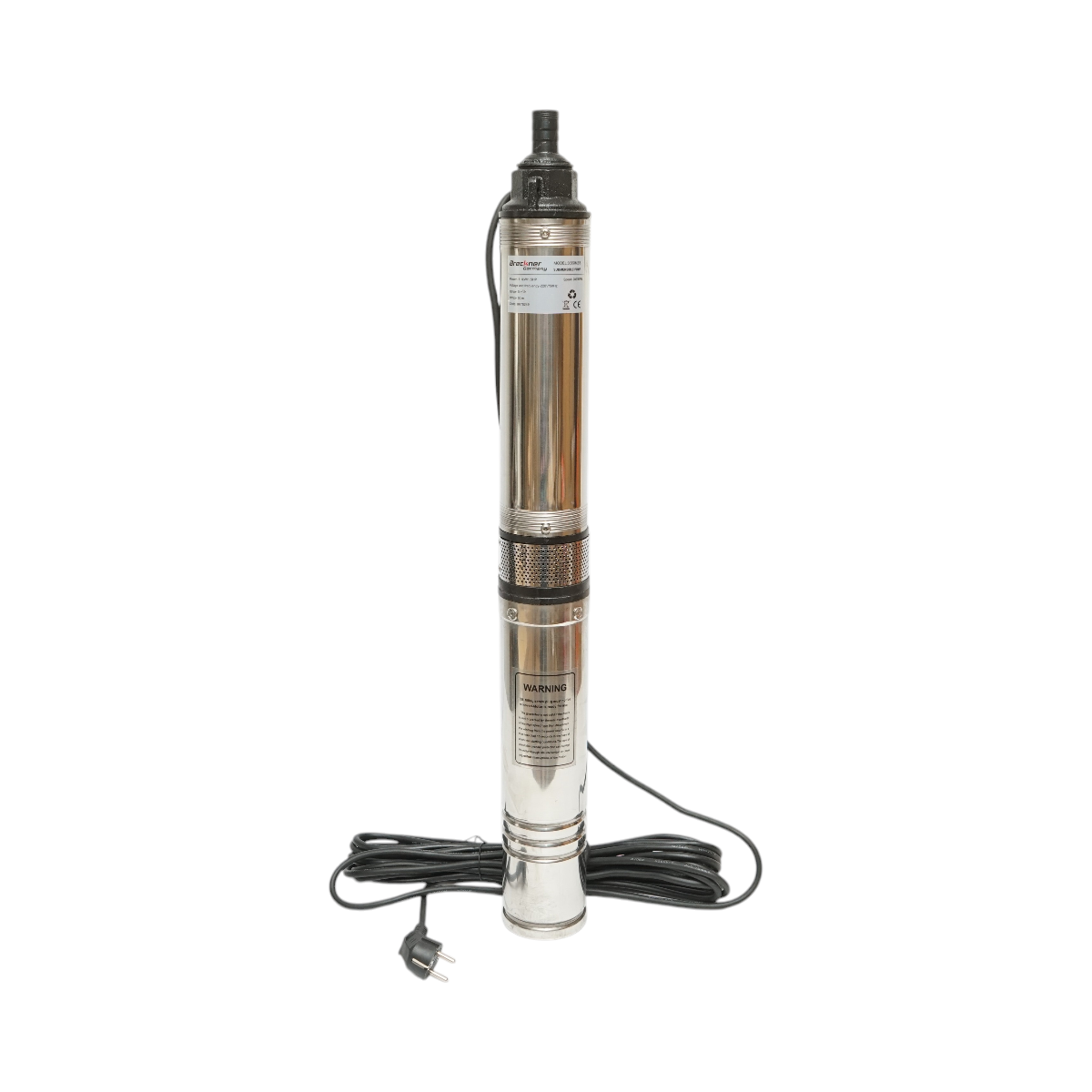 Pompa sommersa per acqua D100mm, 1100W, 220V, portata 5 m³/h, H50m, velocità 2860 giri/min Breckner Germany