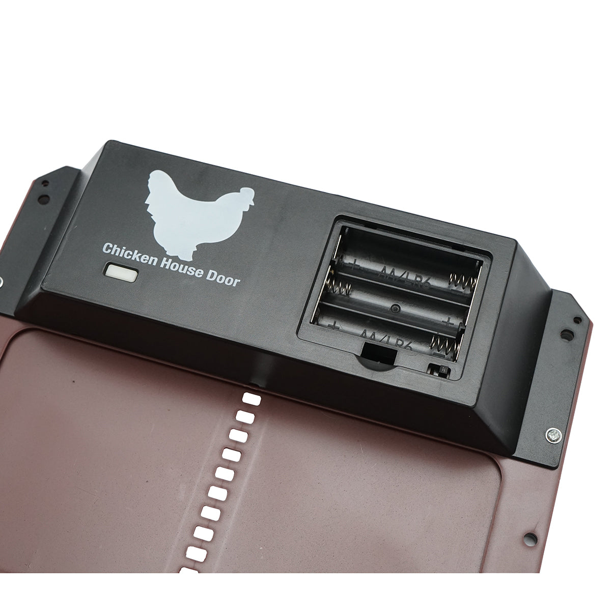 Porta automatica per pollaio, per uccelli, con sensore di luce, 35x24x3,7 cm, 3 batterie AA - immagine 4