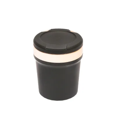 Posacenere universale per auto con fondo in ceramica nero-oro e luce LED blu