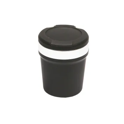 Posacenere universale per auto con fondo in ceramica, nero-argento, con luce LED blu