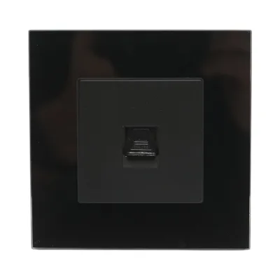 Presa internet CAT6 RJ45 nera con cornice in vetro 86x86mm - immagine 2