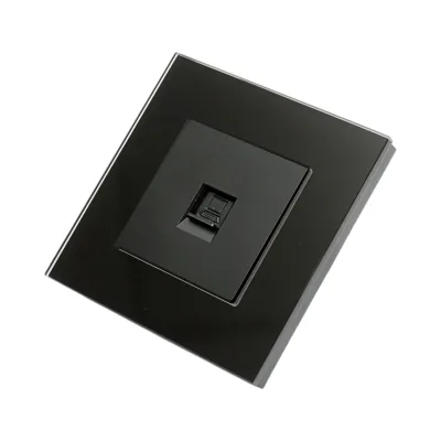 Presa internet CAT6 RJ45 nera con cornice in vetro 86x86mm