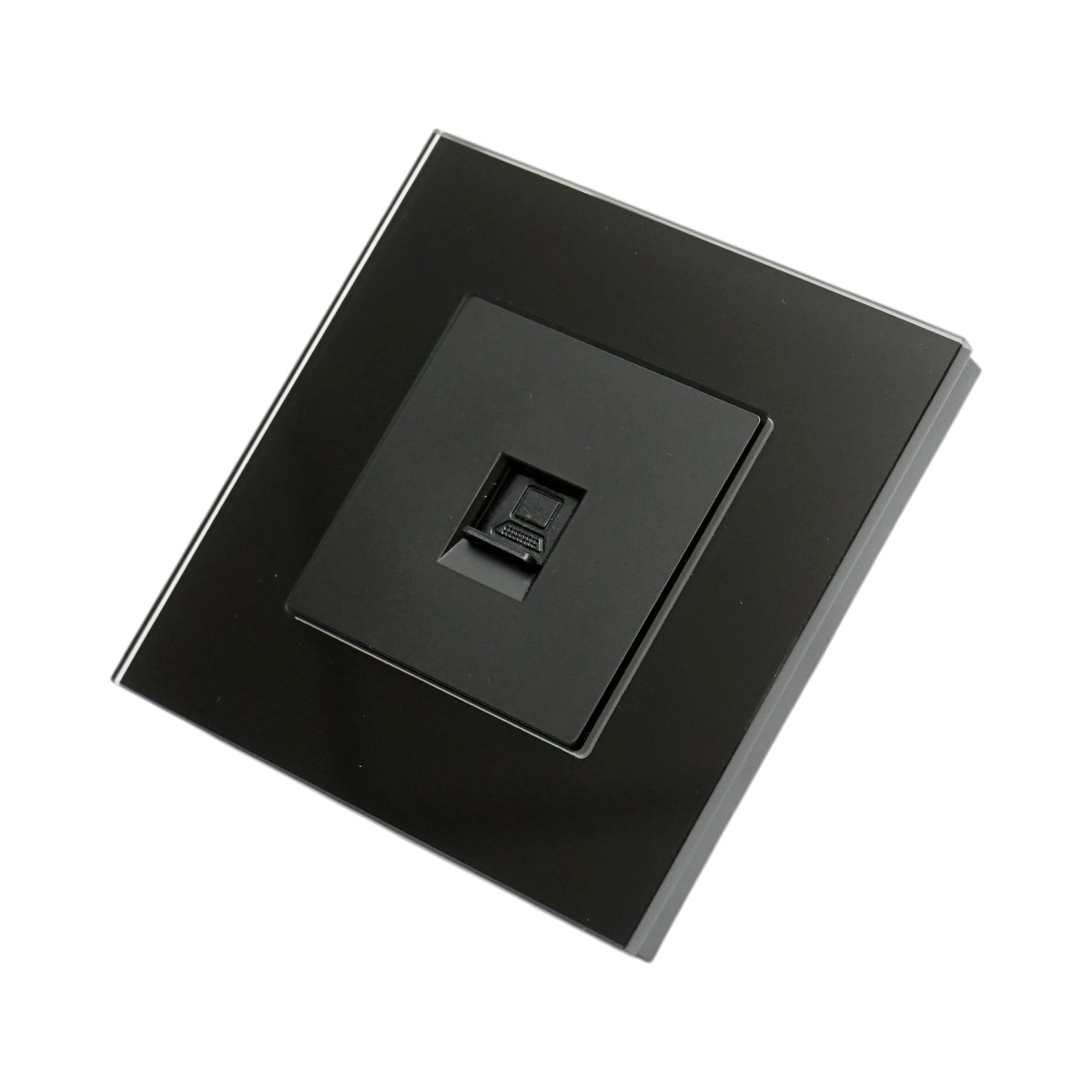Presa internet CAT6 RJ45 nera con cornice in vetro 86x86mm
