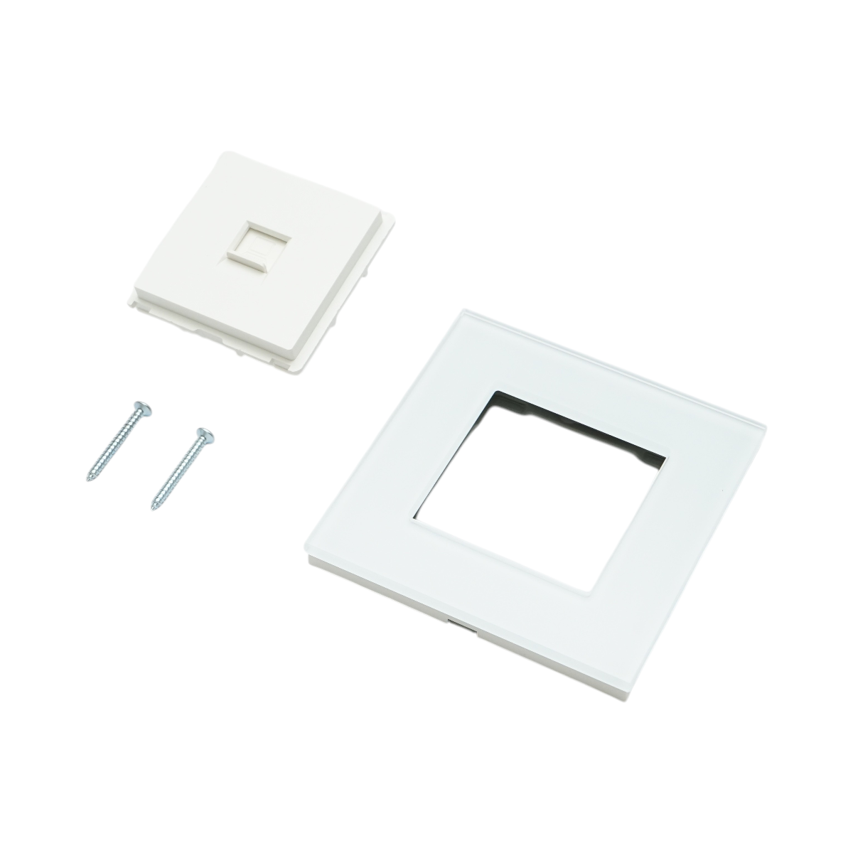 Presa internet CAT6 RJ45, cornice in vetro bianco 86x86mm - immagine 5