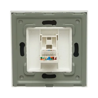 Presa internet CAT6 RJ45, cornice in vetro bianco 86x86mm - immagine 4