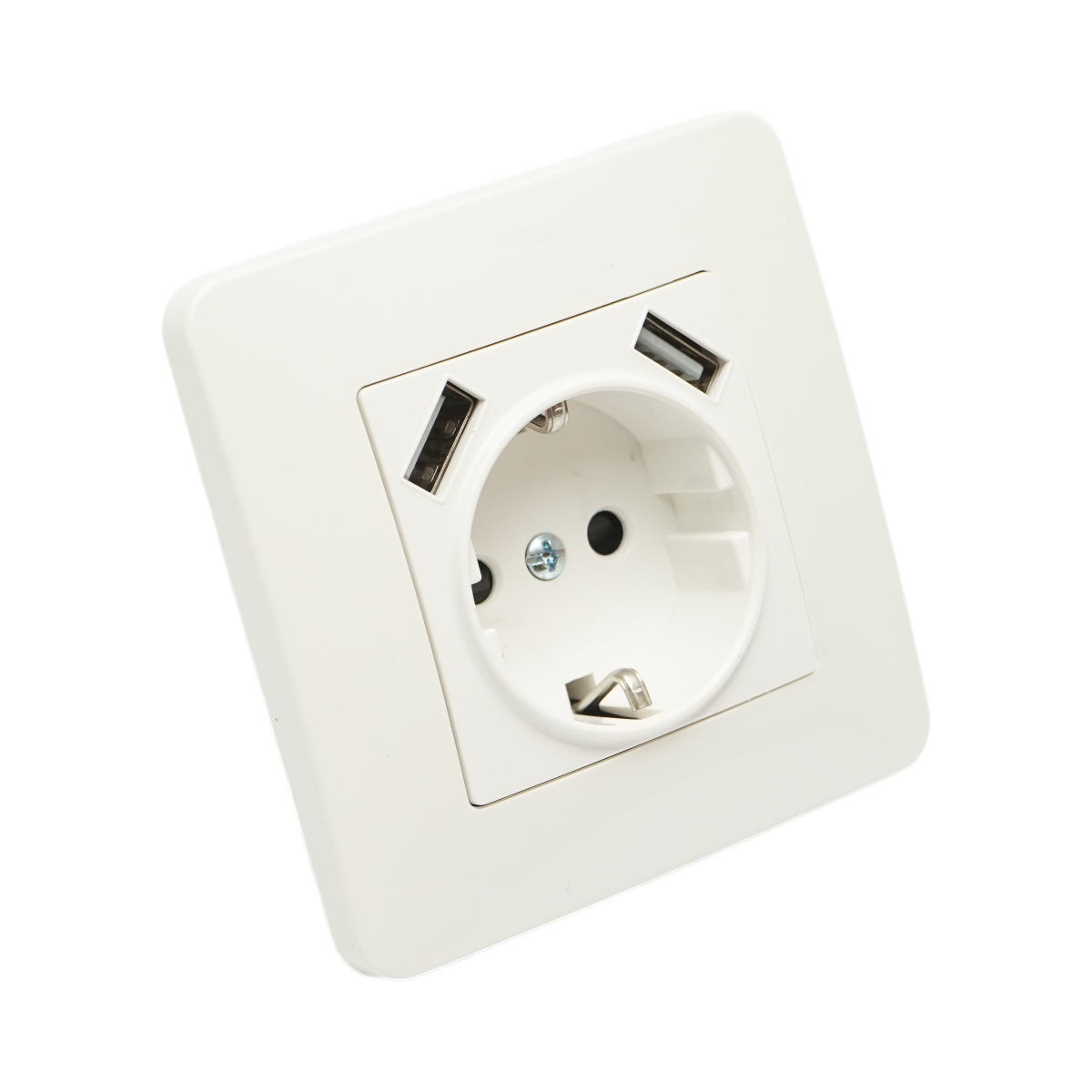 Presa schuko da incasso bianca 220V, 16A, 2xUSB 5V 2.1A, PC 80x80mm - immagine 4