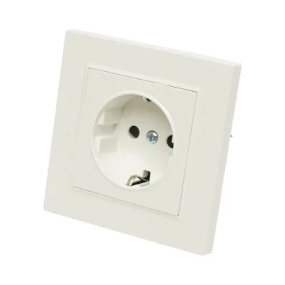 Presa schuko da incasso bianca 220V, 16A, ABS 80x80mm