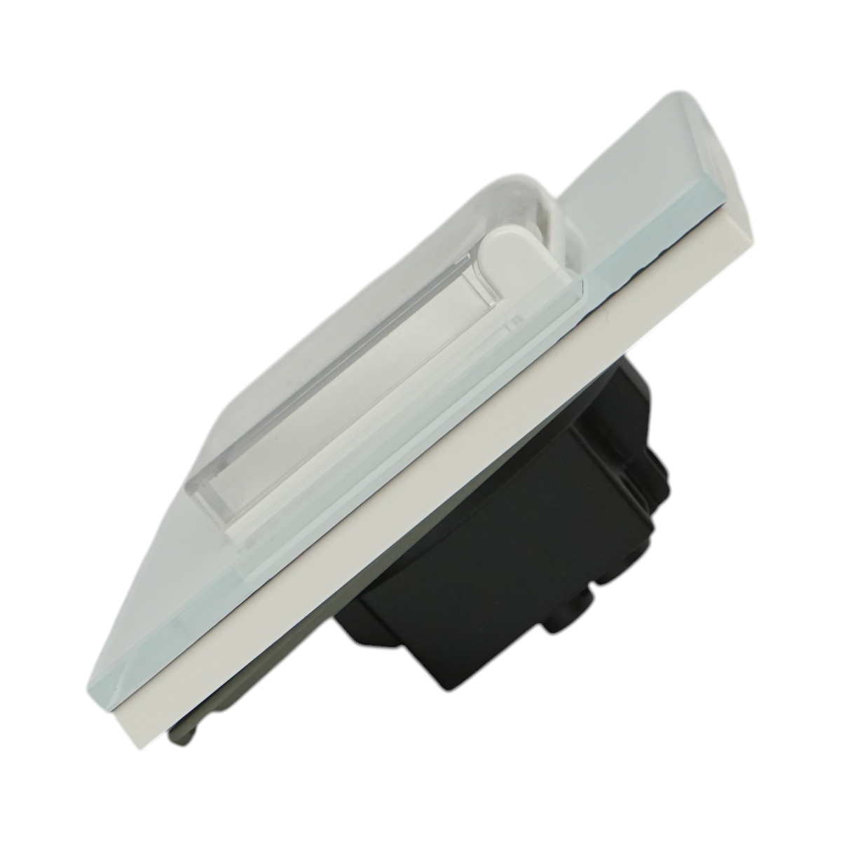 Presa schuko da incasso bianca 220V, 16A, coperchio trasparente, cornice in vetro 86x86x34mm - immagine 3