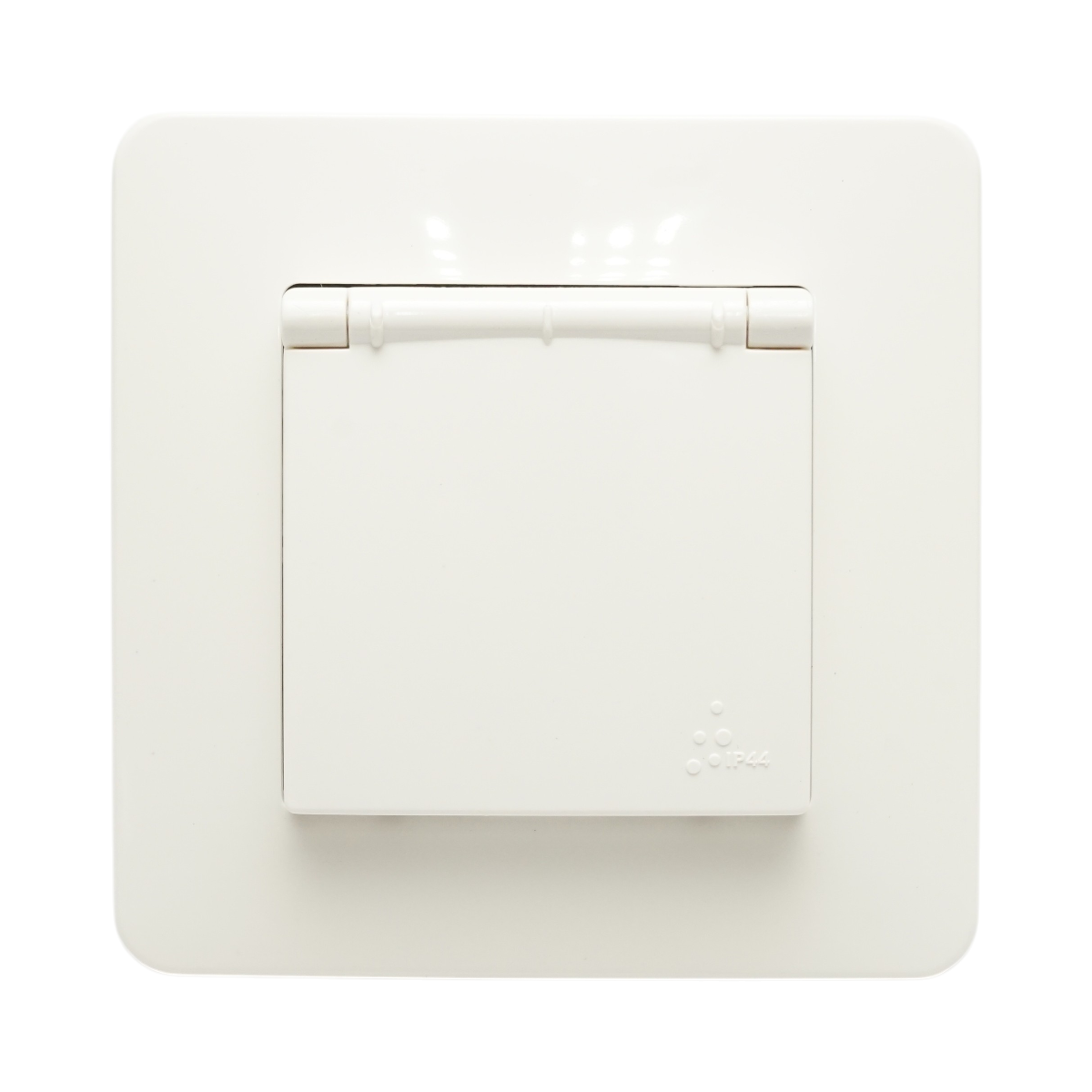 Presa schuko da incasso bianca 220V, 16A, PC con coperchio protettivo IP44 80x80mm - immagine 2