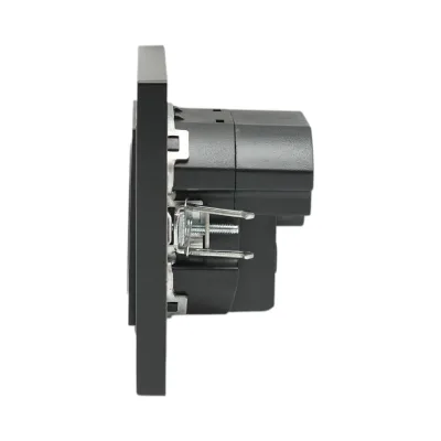 Presa Schuko da incasso nera 220V, 16A, 2xUSB A+C 5V 2.1A, ABS 80x80mm - immagine 5