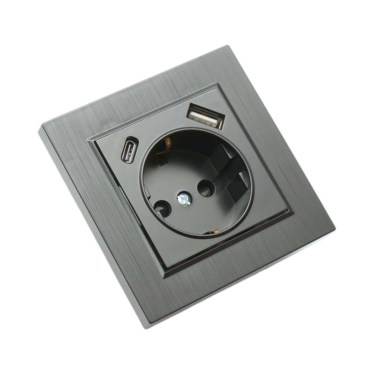 Presa Schuko da incasso nera 220V, 16A, 2xUSB A+C 5V 2.1A, ABS 80x80mm - immagine 4