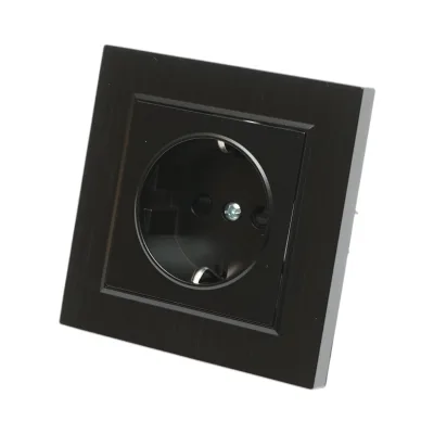 Presa schuko da incasso nera 220V, 16A, ABS 80x80mm