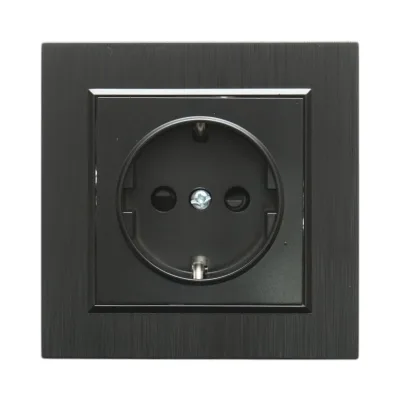 Presa schuko da incasso nera 220V, 16A, ABS 80x80mm - immagine 2