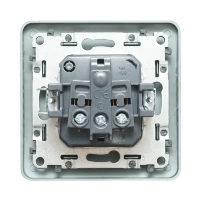 Presa schuko da incasso nera 220V, 16A, PC 80x80mm - immagine 3