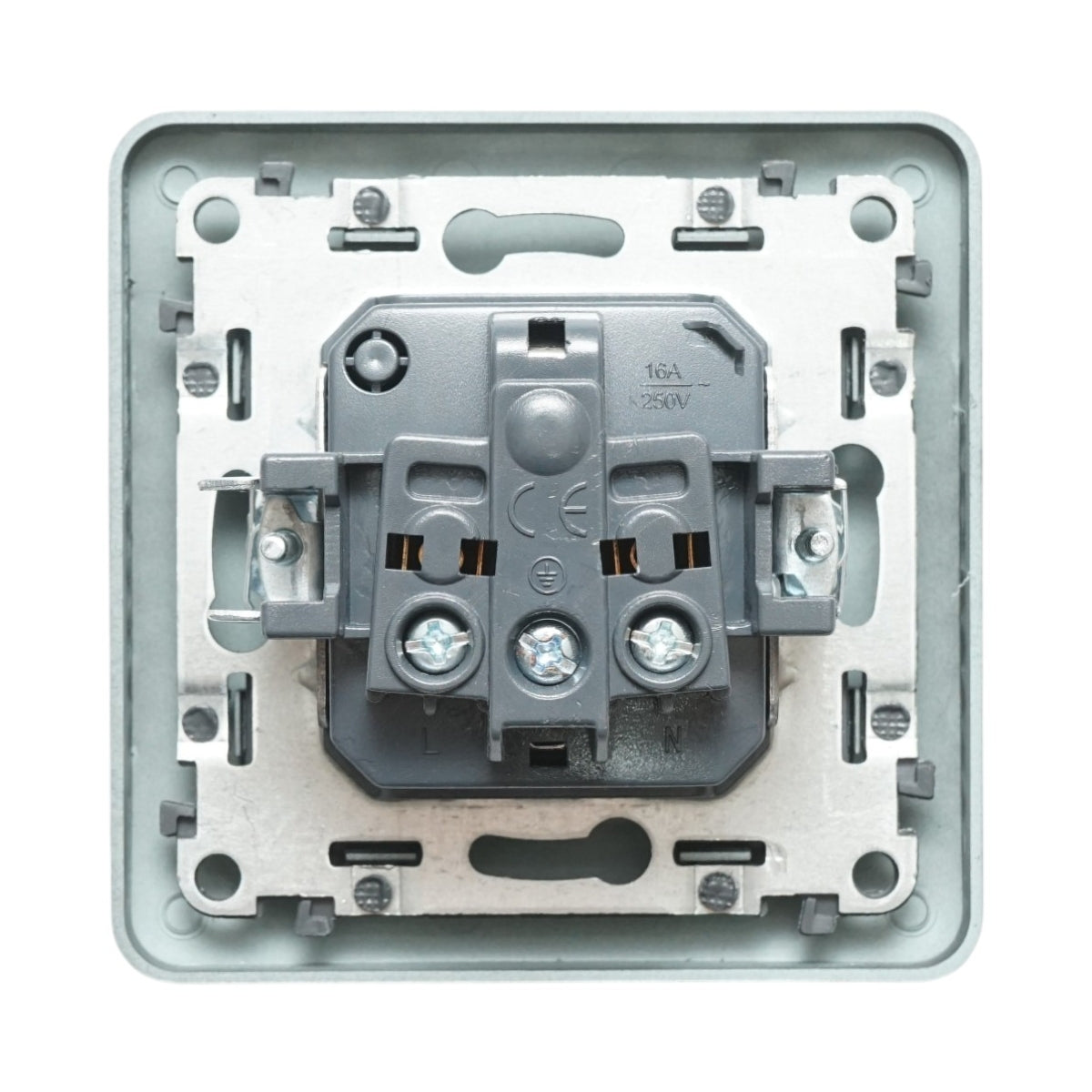 Presa schuko da incasso nera 220V, 16A, PC 80x80mm - immagine 3