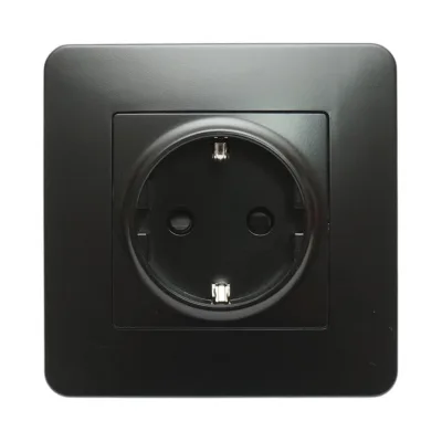 Presa schuko da incasso nera 220V, 16A, PC 80x80mm - immagine 2