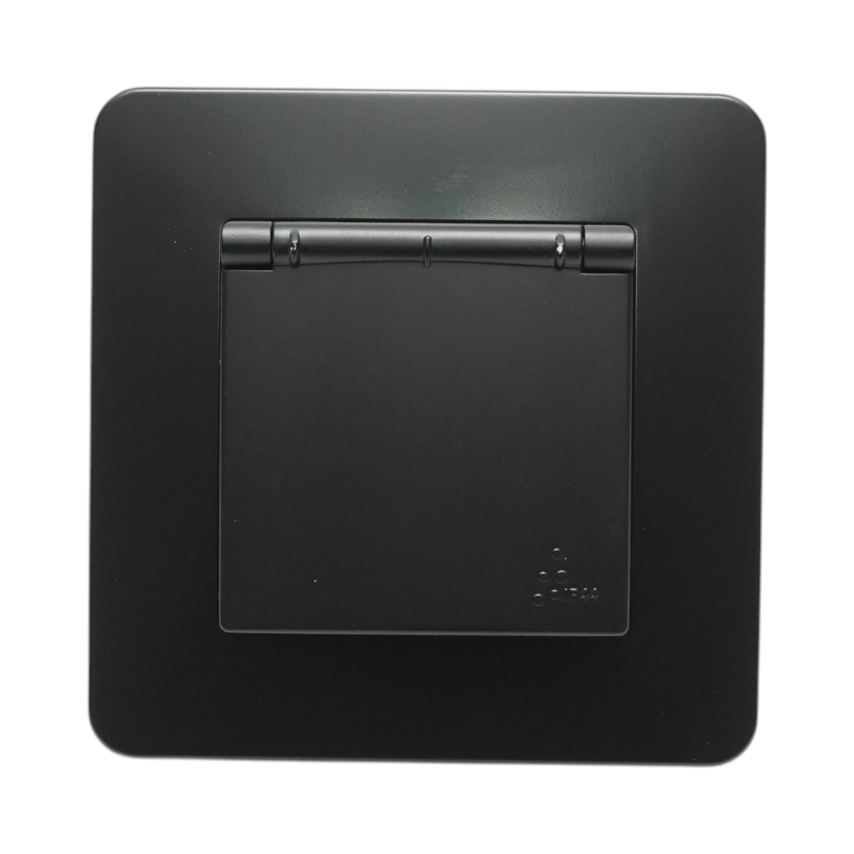 Presa schuko da incasso nera 220V, 16A, PC con coperchio protettivo IP44 80x80mm - immagine 2