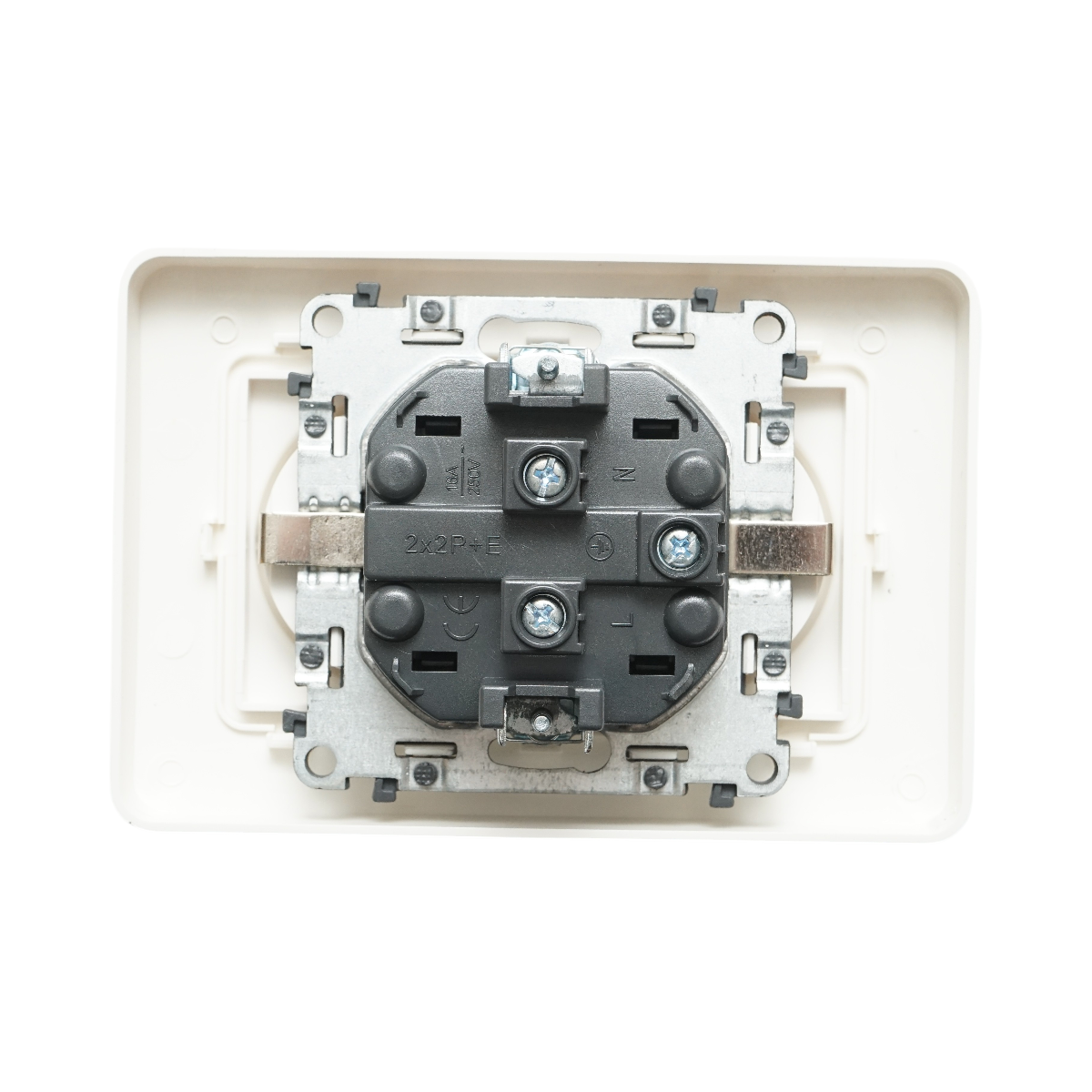 Presa Schuko doppia bianca da incasso 220V, 16A, PC 83x150mm - immagine 3