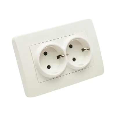 Presa Schuko doppia bianca da incasso 220V, 16A, PC 83x150mm - immagine 4