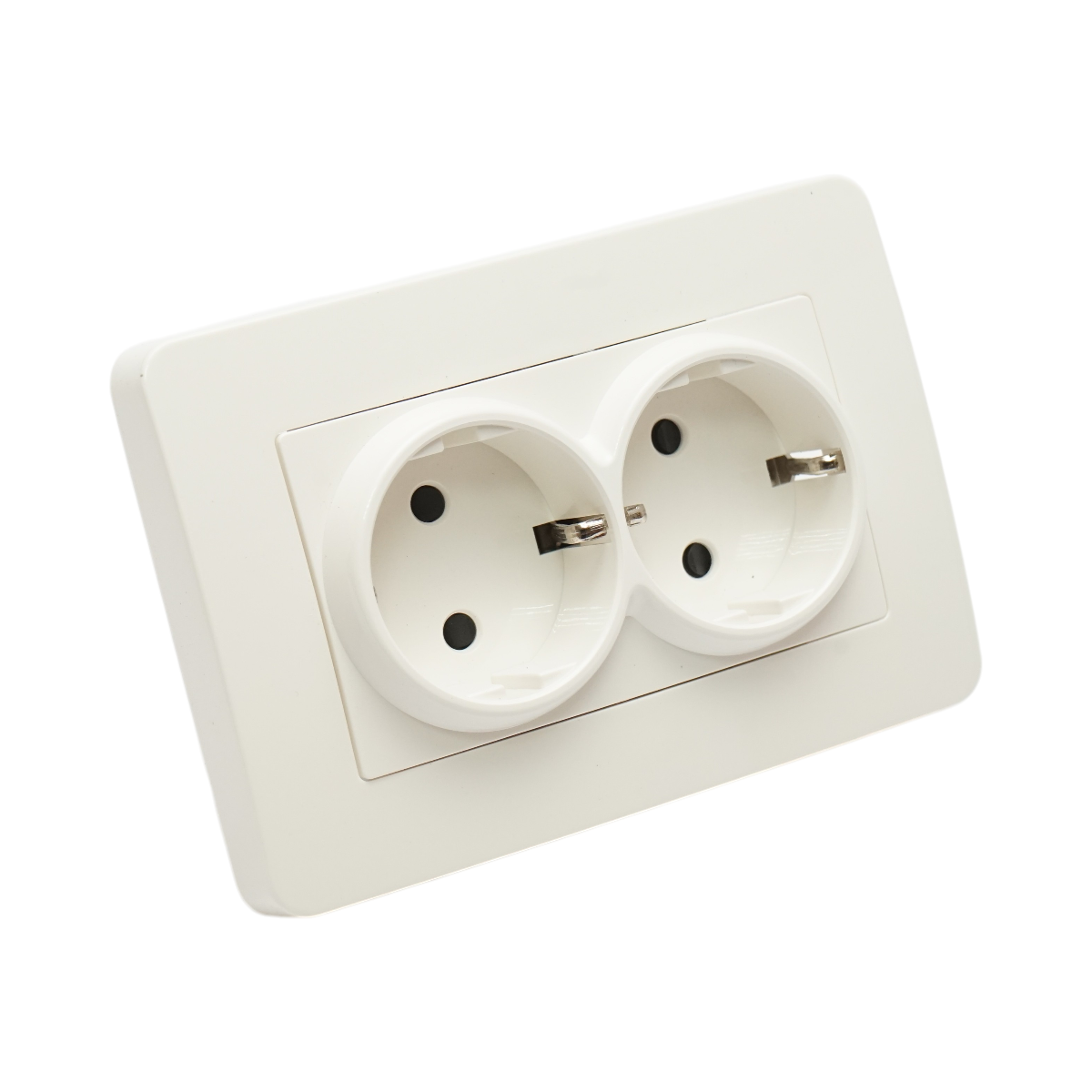 Presa Schuko doppia bianca da incasso 220V, 16A, PC 83x150mm - immagine 4