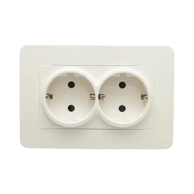 Presa Schuko doppia bianca da incasso 220V, 16A, PC 83x150mm - immagine 2