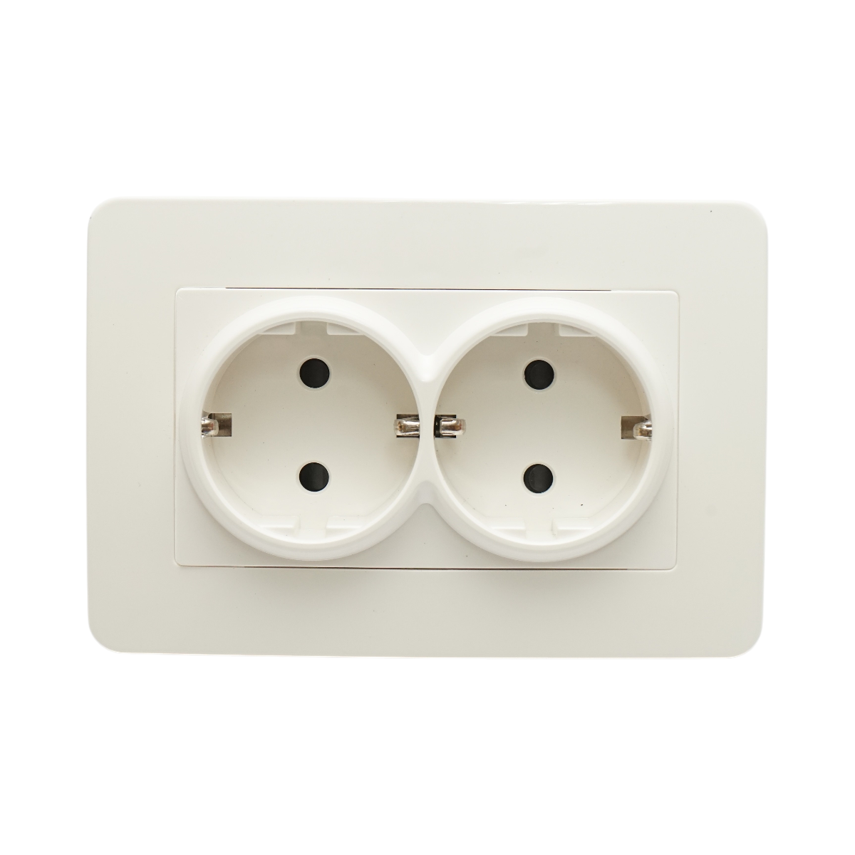 Presa Schuko doppia bianca da incasso 220V, 16A, PC 83x150mm - immagine 2