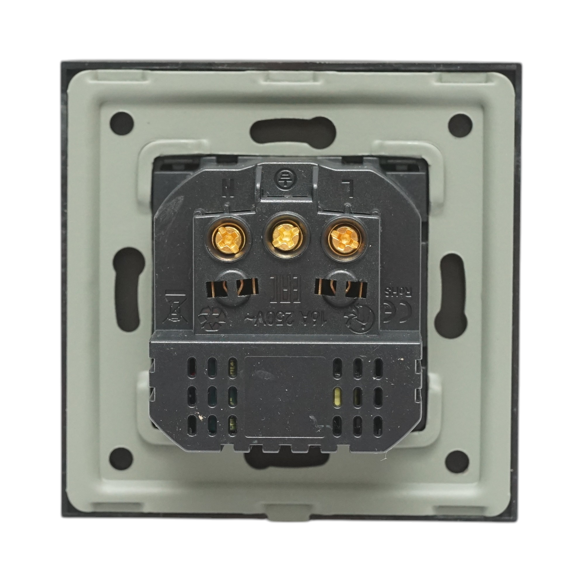 Presa Schuko nera 220V, 16A, 2xUSB A+C 20W ricarica rapida, cornice in vetro 86x86x34mm - immagine 4