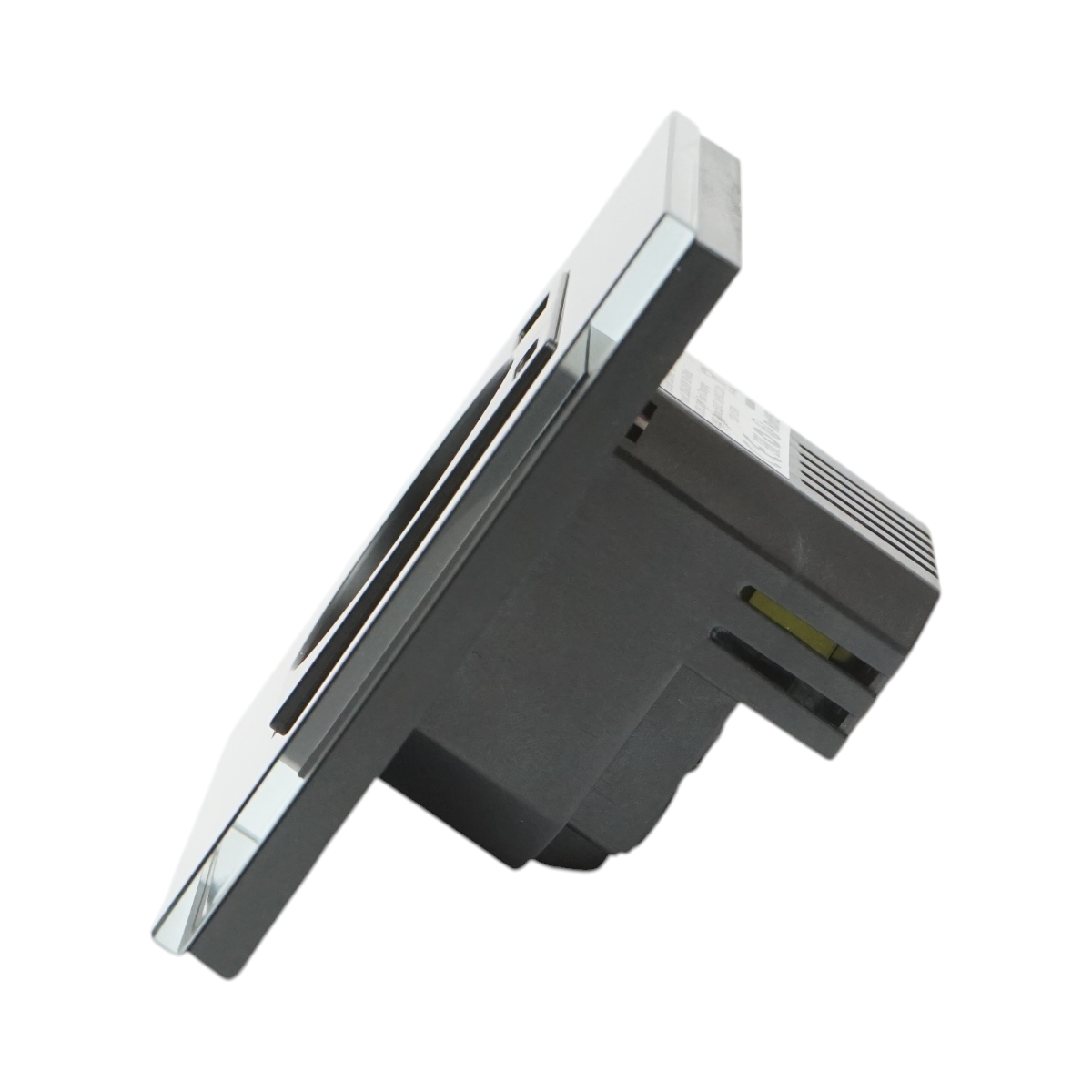 Presa Schuko nera 220V, 16A, 2xUSB A+C 20W ricarica rapida, cornice in vetro 86x86x34mm - immagine 3