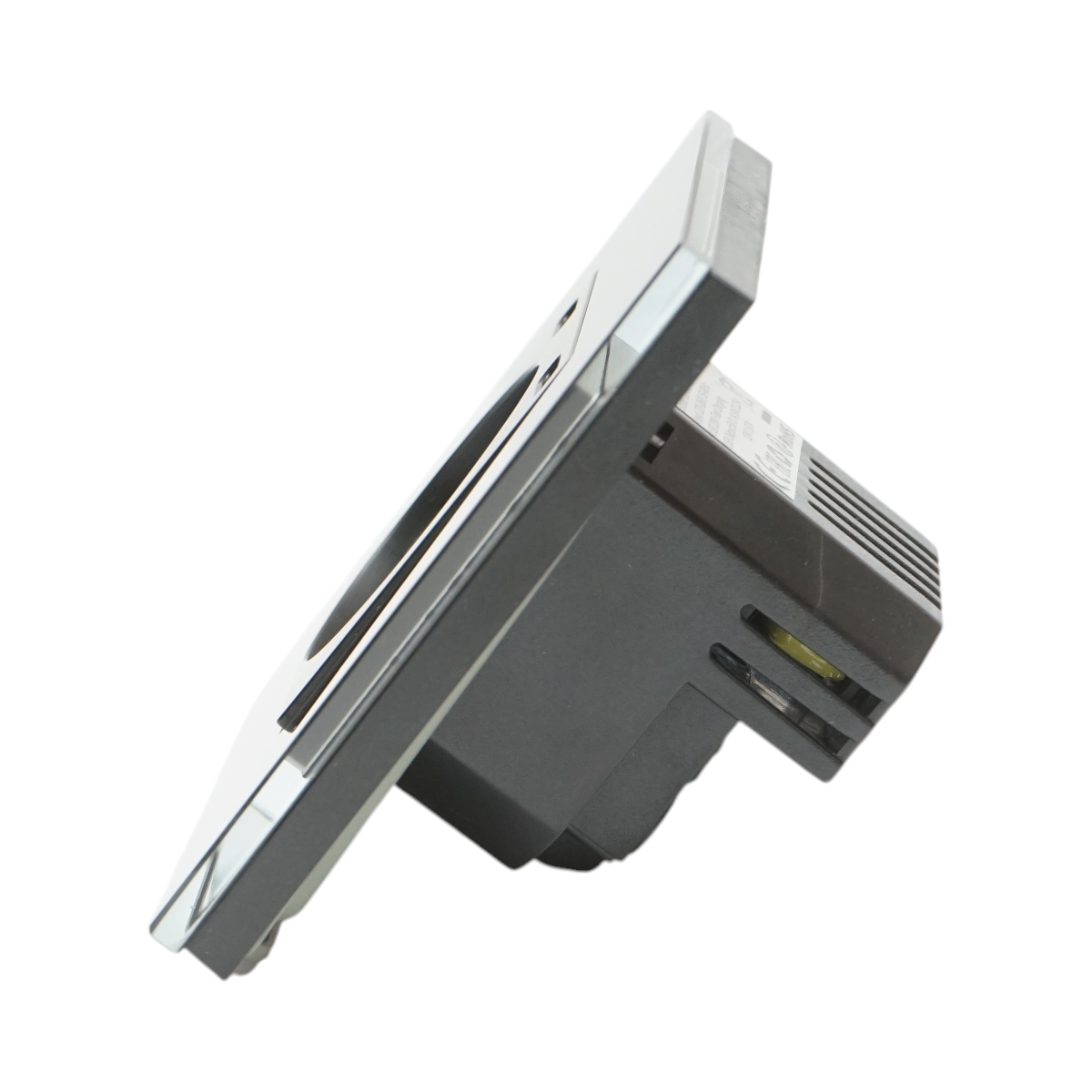 Presa Schuko nera 220V, 16A, 2xUSB-C 20W ricarica rapida, cornice in vetro 86x86x34mm - immagine 3