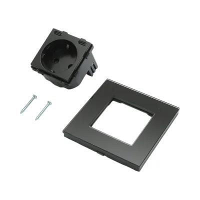 Presa Schuko nera 220V, 16A, 2xUSB-C 20W ricarica rapida, cornice in vetro 86x86x34mm - immagine 5