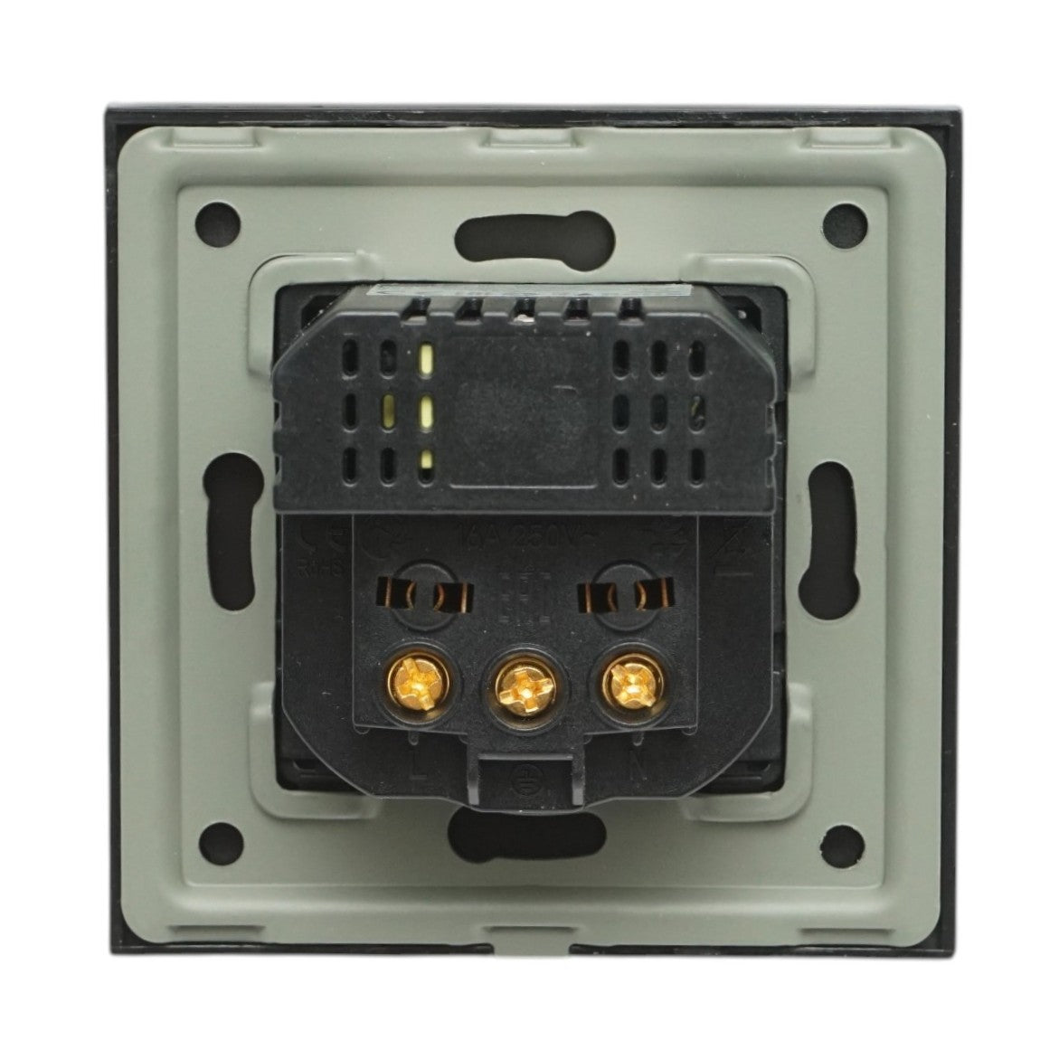 Presa Schuko nera 220V, 16A, 2xUSB-C 20W ricarica rapida, cornice in vetro 86x86x34mm - immagine 4