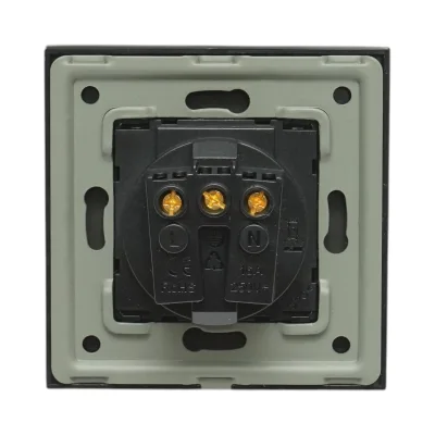 Presa schuko nera 220V, 16A, coperchio trasparente, cornice in vetro 86x86x34mm - immagine 4