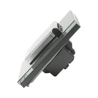 Presa schuko nera 220V, 16A, coperchio trasparente, cornice in vetro 86x86x34mm - immagine 3