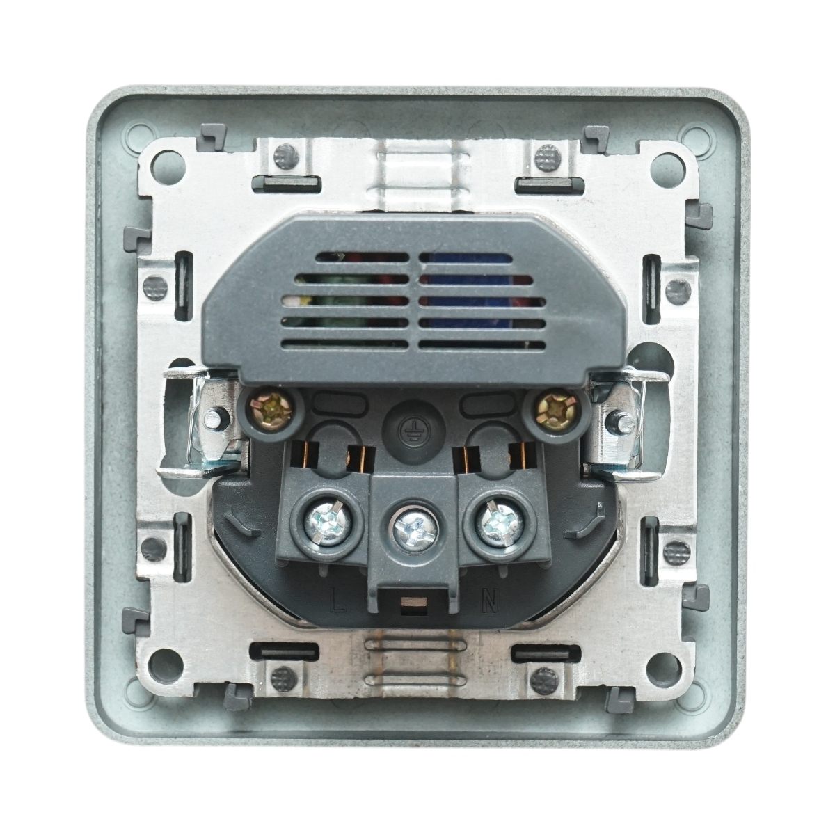 Presa Schuko nera da incasso 220V, 16A, 2xUSB 5V 2.1A, PC 80x80mm - immagine 3