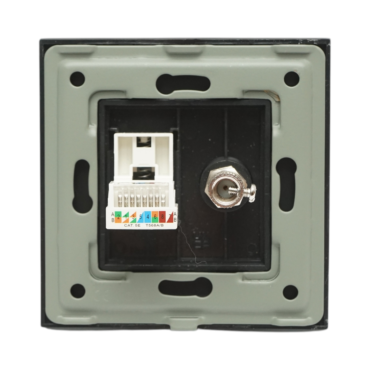 Presa TV + internet CAT5e RJ45, cornice in vetro nero 86x86mm - immagine 4