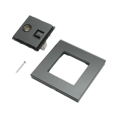 Presa TV + internet CAT5e RJ45, cornice in vetro nero 86x86mm - immagine 5