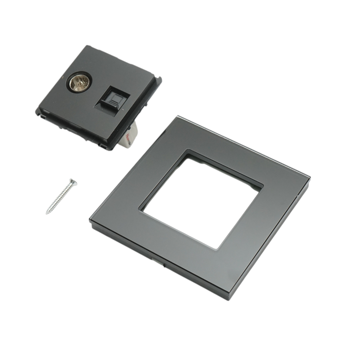 Presa TV + internet CAT5e RJ45, cornice in vetro nero 86x86mm - immagine 5
