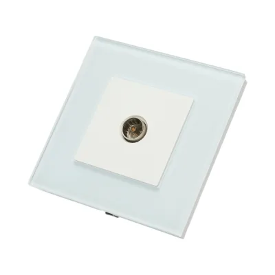 Presa TV da incasso bianca con cornice in vetro 86x86mm