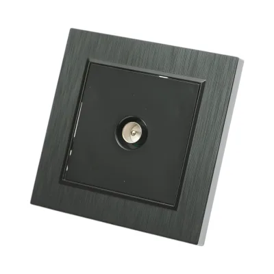 Presa TV da incasso nera ABS 80x80mm