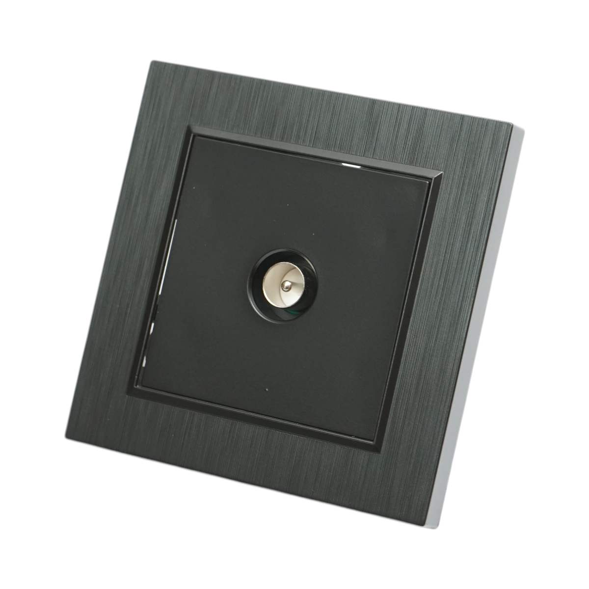 Presa TV da incasso nera ABS 80x80mm