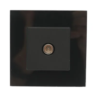 Presa TV da incasso nera con cornice in vetro 86x86mm - immagine 2