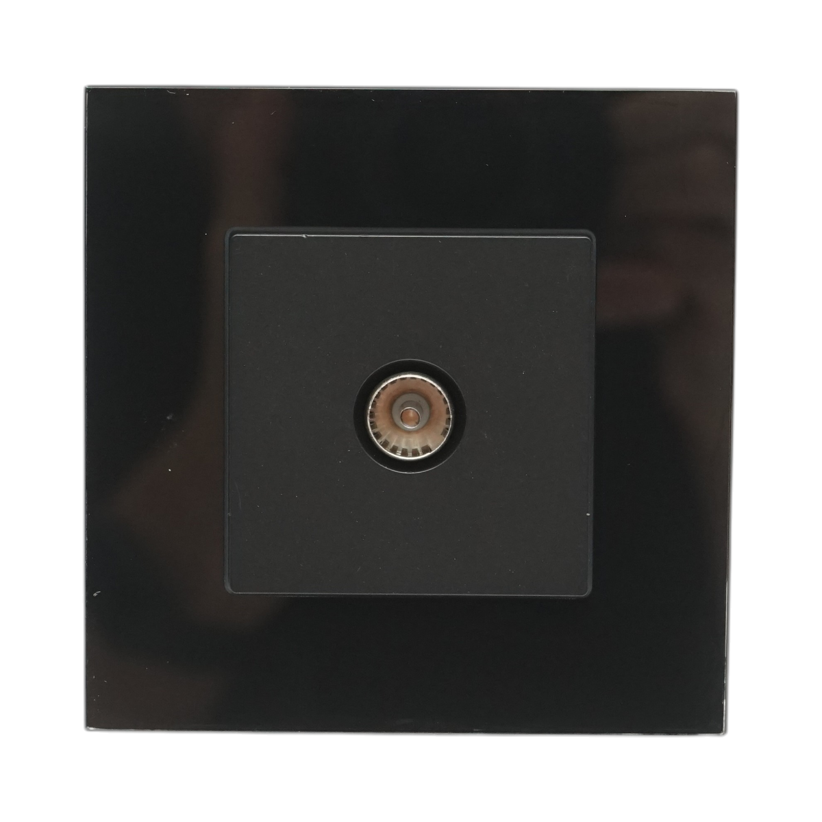 Presa TV da incasso nera con cornice in vetro 86x86mm - immagine 2