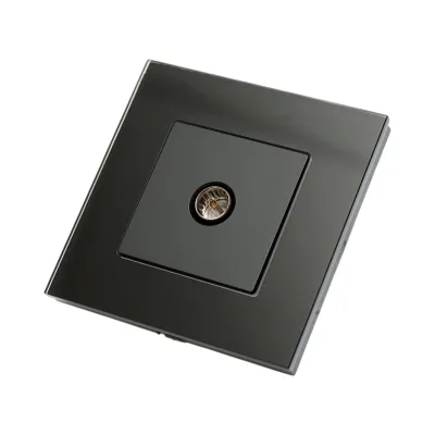 Presa TV da incasso nera con cornice in vetro 86x86mm