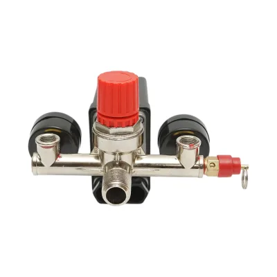 Pressostato per compressore d’aria 220V, con regolatore e 2 manometri fino a 12 bar. - immagine 4