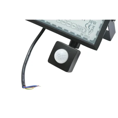 Proiettore LED 30W, 6500K, IP65, con sensore di movimento, 2400lm, 120°, 20.000H, Nero - immagine 6