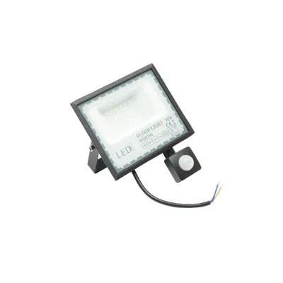 Proiettore LED 30W, 6500K, IP65, con sensore di movimento, 2400lm, 120°, 20.000H, Nero - immagine 2