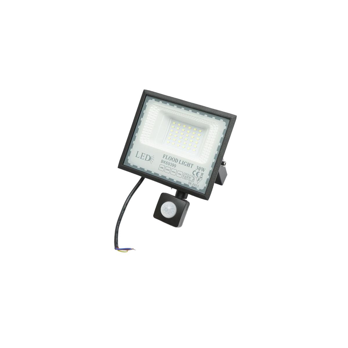 Proiettore LED 30W, 6500K, IP65, con sensore di movimento, 2400lm, 120°, 20.000H, Nero - immagine 4