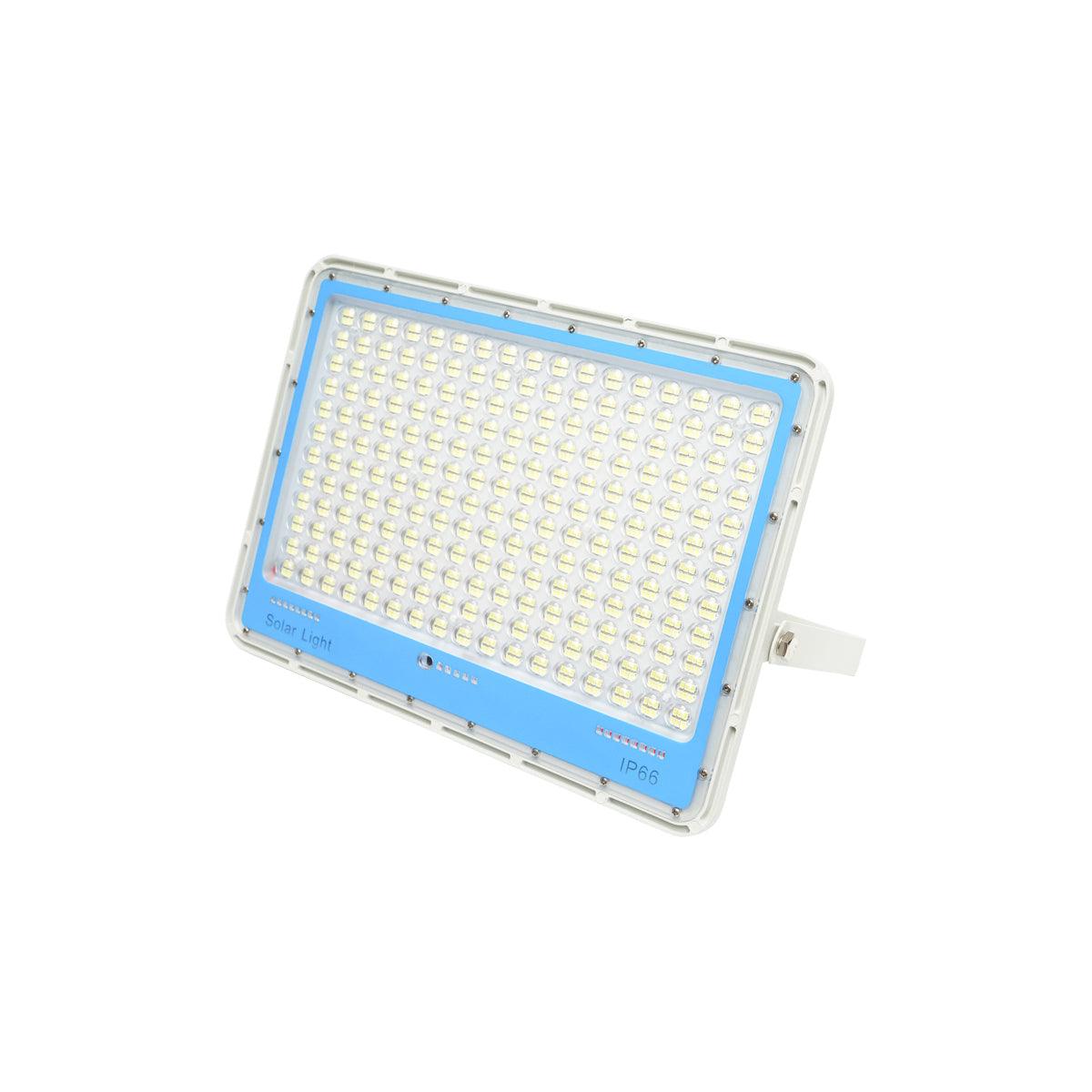 Proiettore LED 400W, 6500K con pannello solare 28W, telecomando e batteria 40Ah - immagine 5