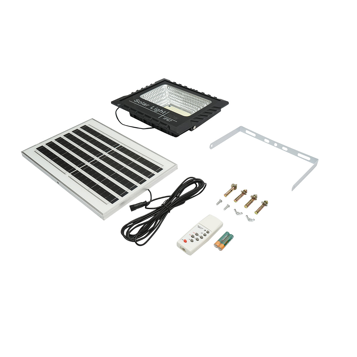 Proiettore led 60W con pannello solare 10W, batteria 1200mAh e telecomando IP67 - immagine 2